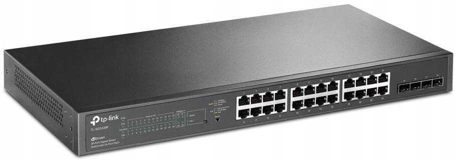 TP-LINK TL-SG2428P Gigabit Ethernet (10/100/1000) čierny sieťový adaptér s podporou PoE